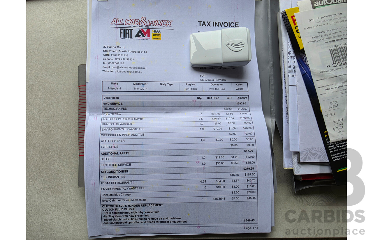 06/2014 Mitsubishi Triton GLX (4x4) MN MY14 UPDATE C/Chas dual cab White 2.5L