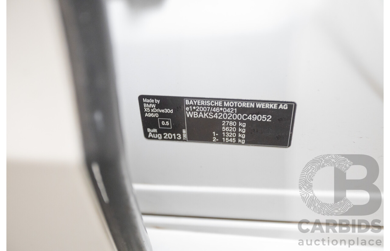 11/2013 BMW X5 xDrive30d M Sport (AWD) F15 4d Wagon Mineral White Metallic Turbo Diesel 3.0L