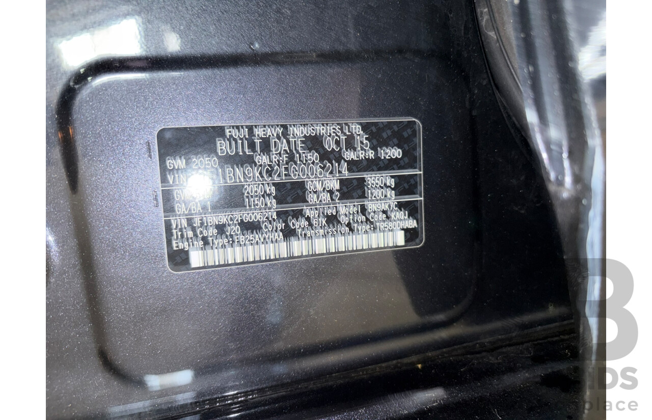 11/2015 Subaru Liberty 2.5i (AWD) MY15 4d Sedan Grey 2.5L