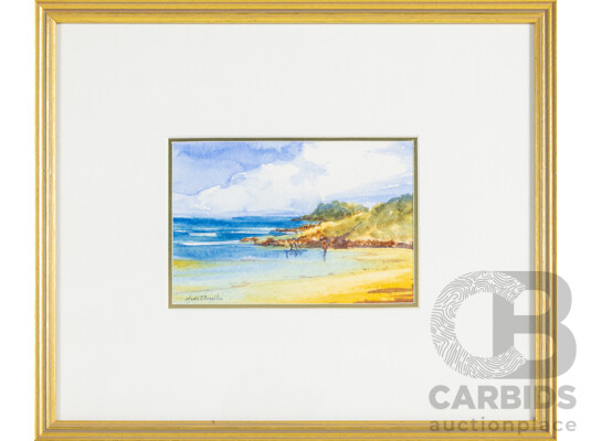 Nada O'Loughlin (20th Century, Australian, Active C2000s), Full Moon Sailing & Rainbow Beach, Bonny Hills, Pair of Original Pure Watercolours, 28H x 33W cm (frames) (2)
