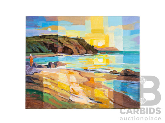 Jenny Sheppard, (20th Century, Australian), Winter, Pine Island & Big Summer Sand (Moruya), Original Pair of Acrylic on Canvases, 81H x 41W cm (largest) (2)
