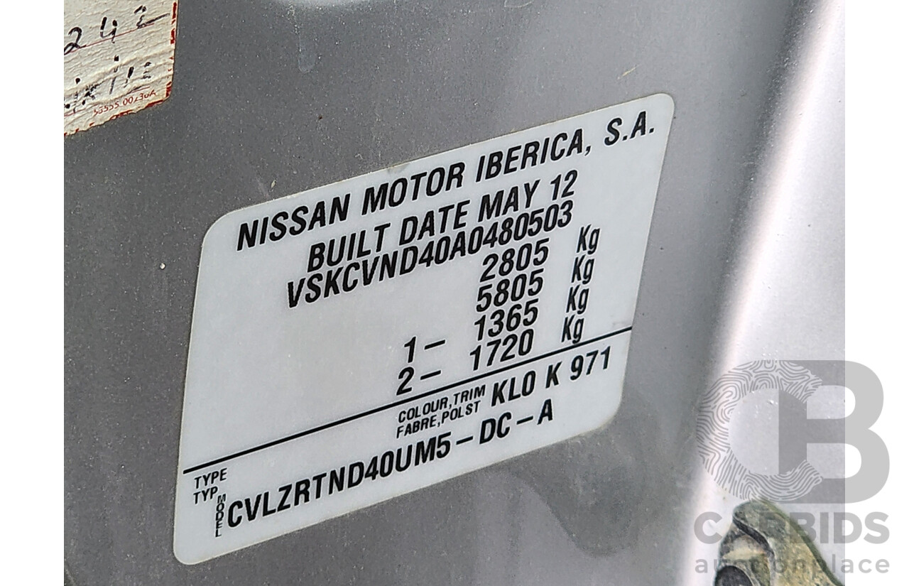 08/2012 Nissan Navara ST (4x4) D40 Dual Cab P/Up Silver 2.5L
