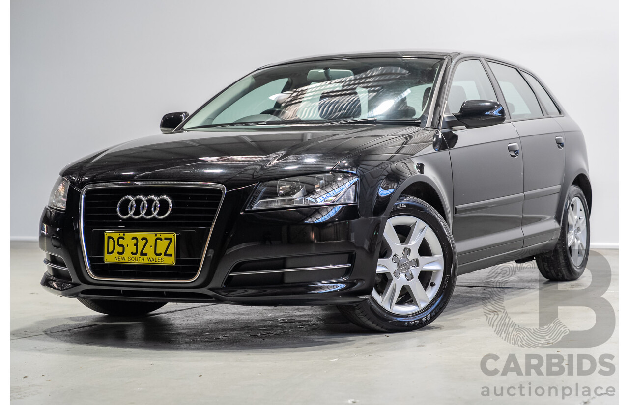 02/2012 Audi A3 Sportback 1.6 TDI Attraction 8P MY12 5d Hatchback Black Turbo Diesel 1.6L