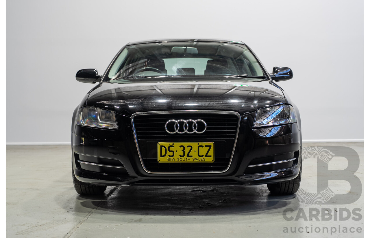02/2012 Audi A3 Sportback 1.6 TDI Attraction 8P MY12 5d Hatchback Black Turbo Diesel 1.6L