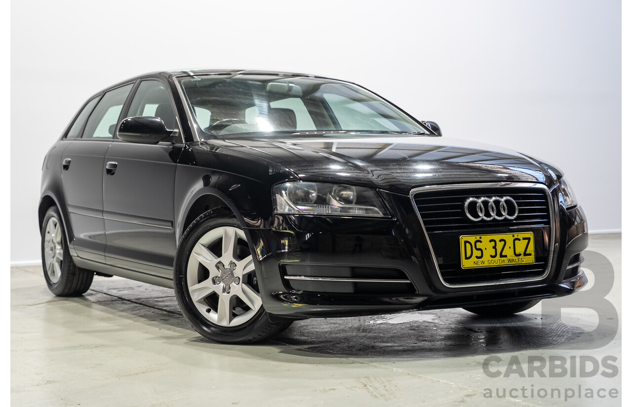 02/2012 Audi A3 Sportback 1.6 TDI Attraction 8P MY12 5d Hatchback Black Turbo Diesel 1.6L
