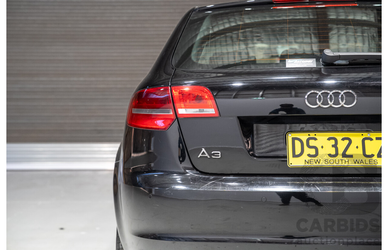 02/2012 Audi A3 Sportback 1.6 TDI Attraction 8P MY12 5d Hatchback Black Turbo Diesel 1.6L