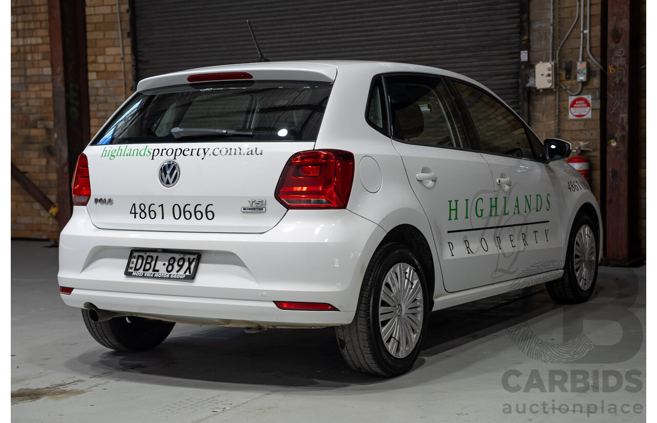 10/2015 Volkswagen Polo 66 TSI Trendline 6R MY16 5d Hatchback White Turbo 1.2L
