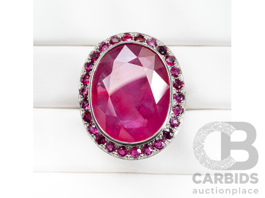 Handmade 18ct White Gold & Rubies Dress Ring - O.5