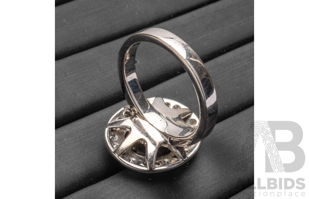 Handmade 18ct White Gold, Sapphire & Diamond Dress Ring - Size O