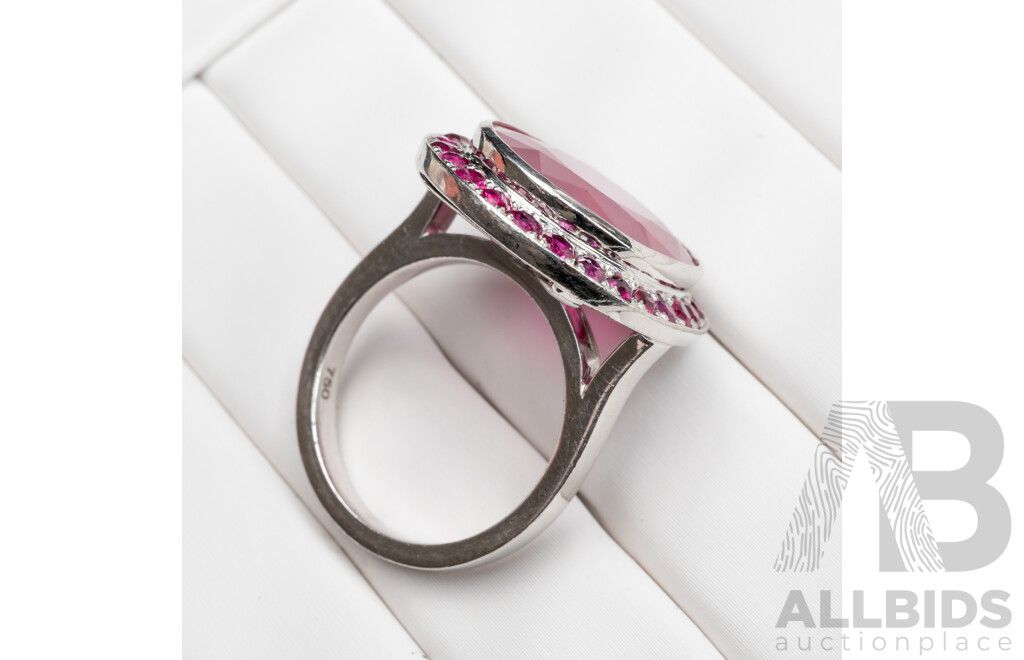 Handmade 18ct White Gold & Rubies Dress Ring - O.5