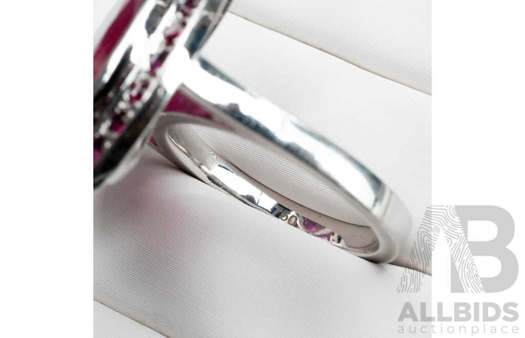 Handmade 18ct White Gold & Rubies Dress Ring - O.5