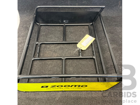 Electric Bike Cargo Rack Branded with Yellow Zoomo Stickers