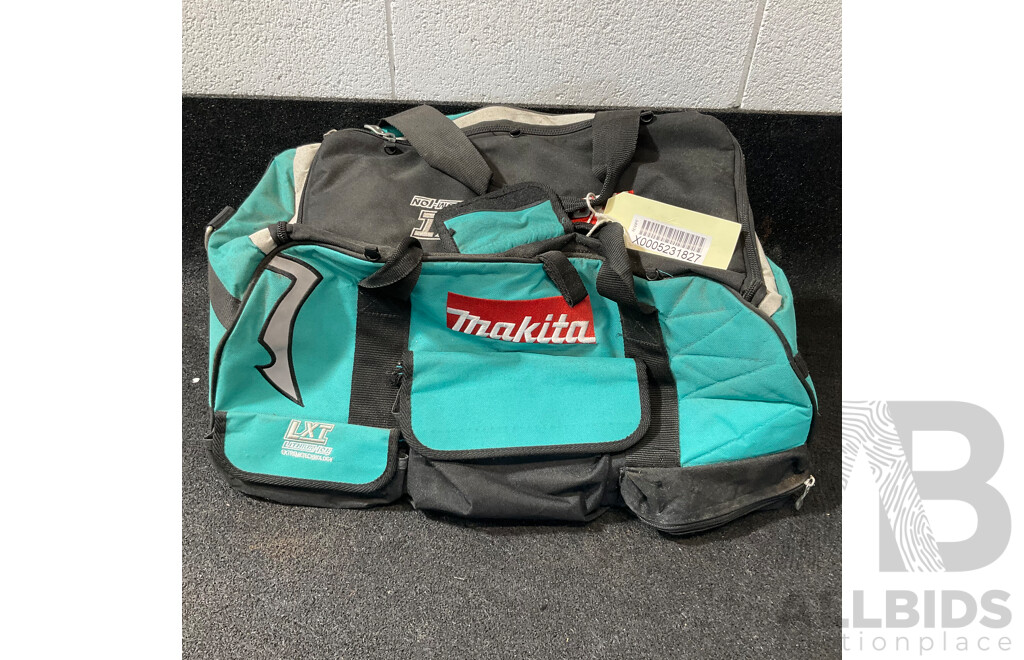 MAKITA 18V Power Tools and Bag, Inlcuding Jobsite Radio (BMR102), Rotary Hammer Drill (DHR242) and Others - Lot of 7