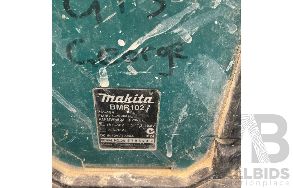 MAKITA 18V Power Tools and Bag, Inlcuding Jobsite Radio (BMR102), Rotary Hammer Drill (DHR242) and Others - Lot of 7
