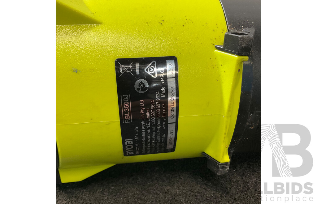 RYOBI 36V Electric Jet Blower (RBL3600J) with 2.6Ah Battery and Charger