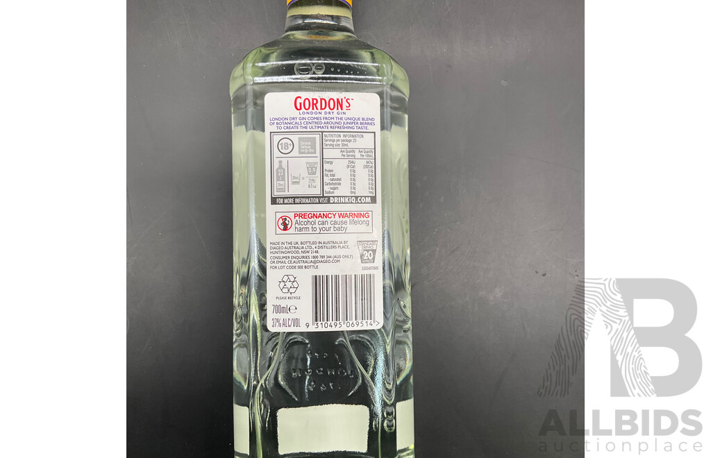 GORDON'S London Dry Gin 700ml - Lot of 3