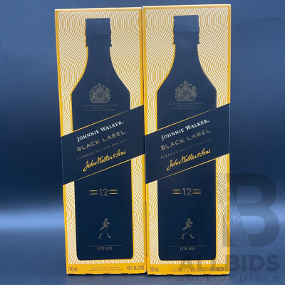 JOHNNIE WALKER Boxed Black Lable 12 Year Blended Scotch Whisky 700ml - Lot of 2