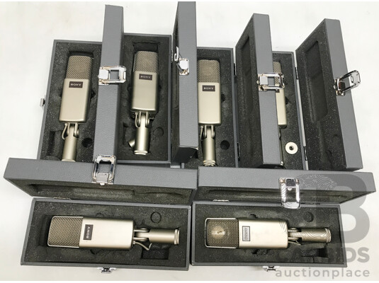 Sony (C-48) Condenser Microphone with Cases - Lot of 6