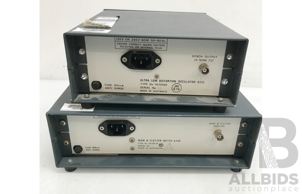 AWA G233 Ultra Low Distortion Oscillator and A248 Wow & Flutter Meter