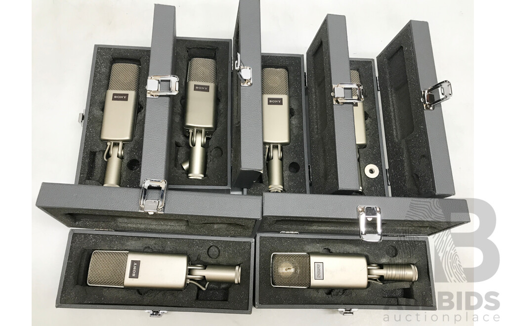 Sony (C-48) Condenser Microphone with Cases - Lot of 6