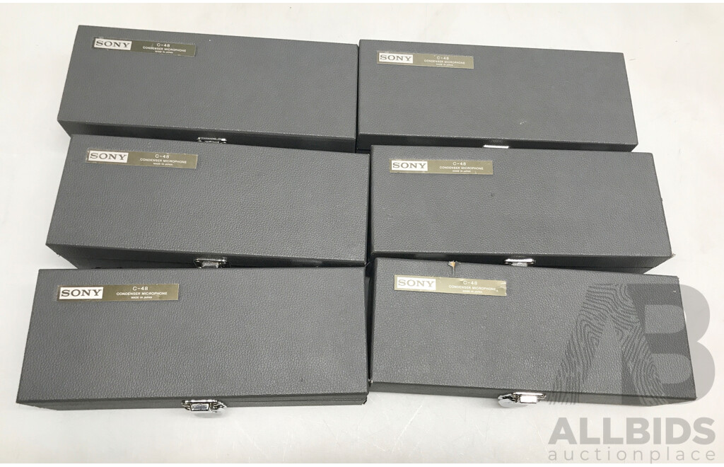 Sony (C-48) Condenser Microphone with Cases - Lot of 6