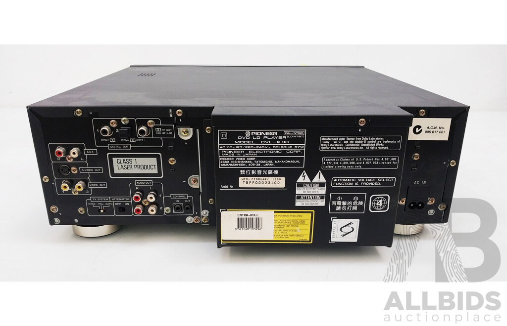 Pioneer (DVL-K88) DVD & LD Player