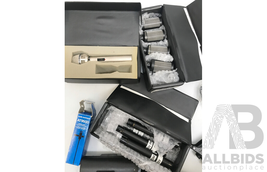 Lot of Assorted Condenser Microphones, Audio Tape Recorders, and Other Equipment/Accessories