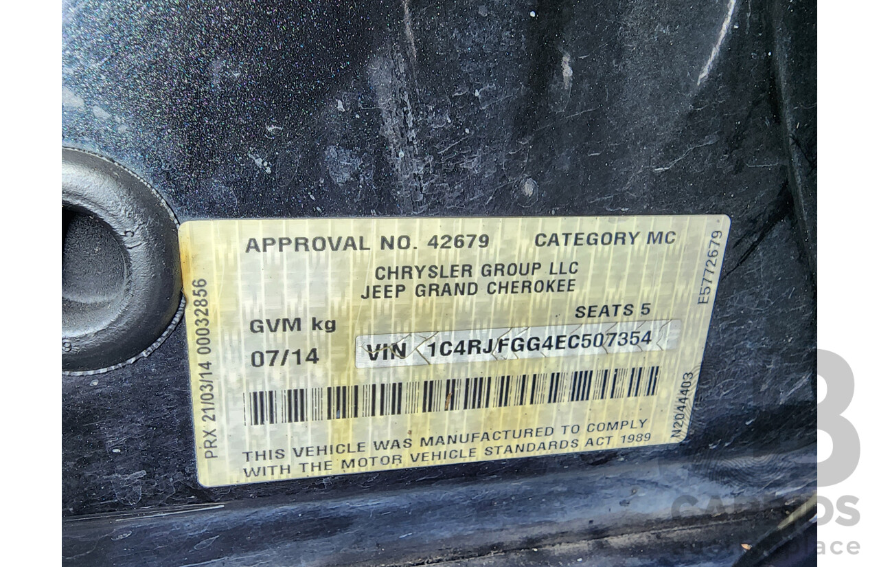 07/2014 Jeep Grand Cherokee Overland (4x4) WK MY14 4d Wagon Black 3.6L
