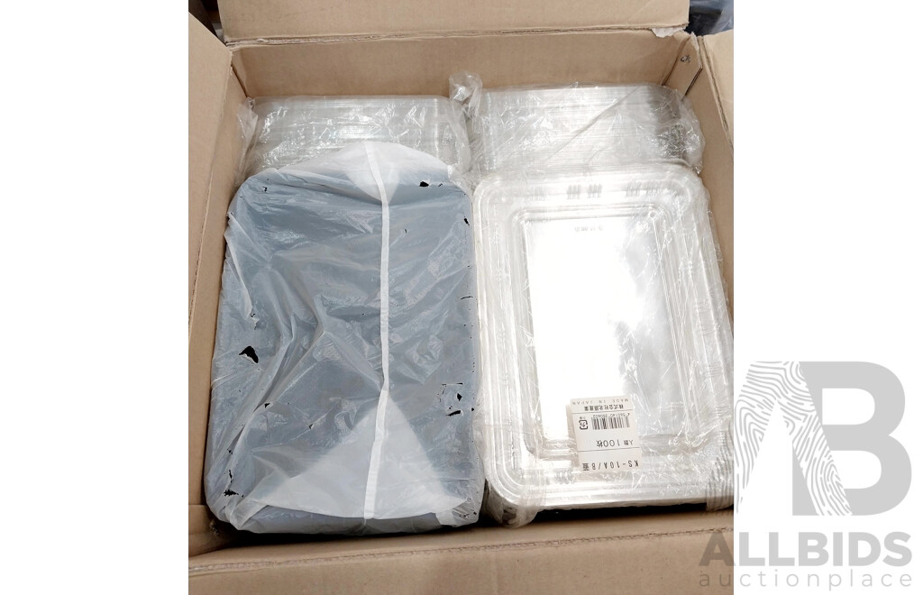 Pallet Lot of Assorted Catering/Restaurant Equipment Including Bento Boxes, Trays, Pitchers, Containers, and More