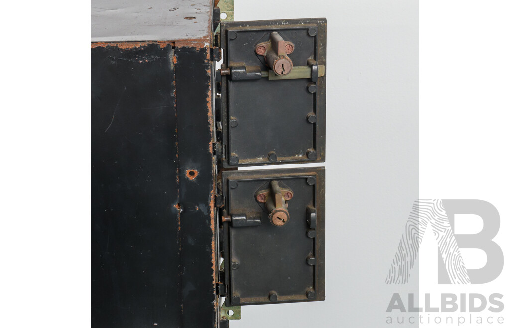 Vintage Bank of 18 Original Metal Cased PO Boxes