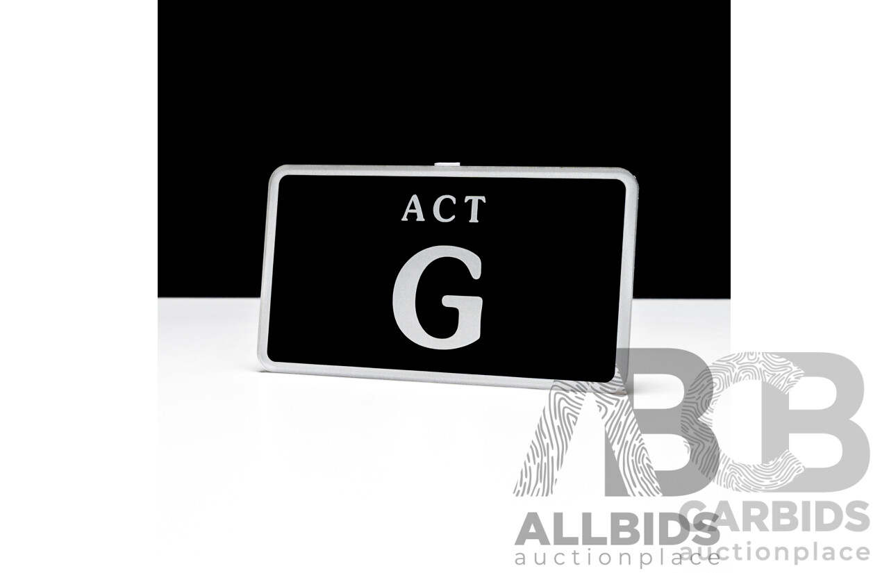 ACT Single Letter MOTORBIKE NUMBER PLATE - G