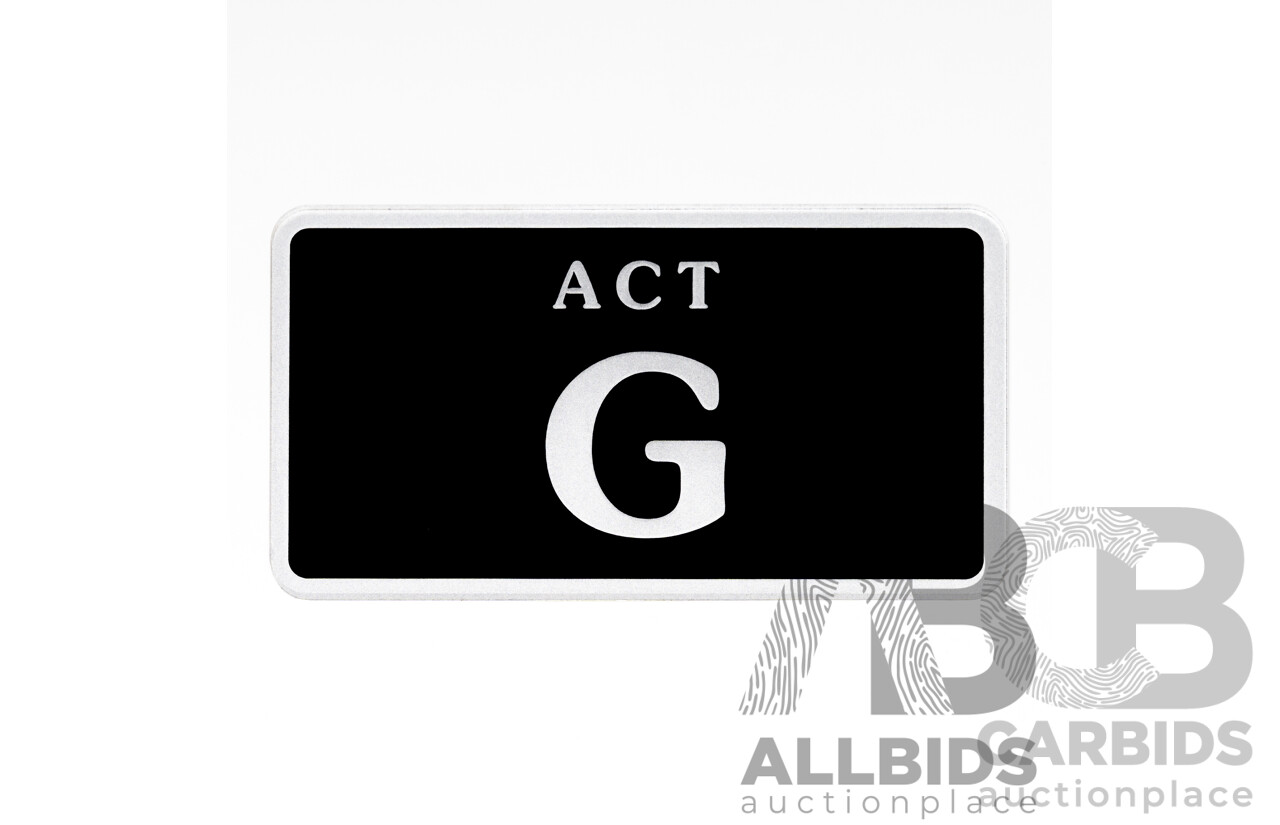 ACT Single Letter MOTORBIKE NUMBER PLATE - G