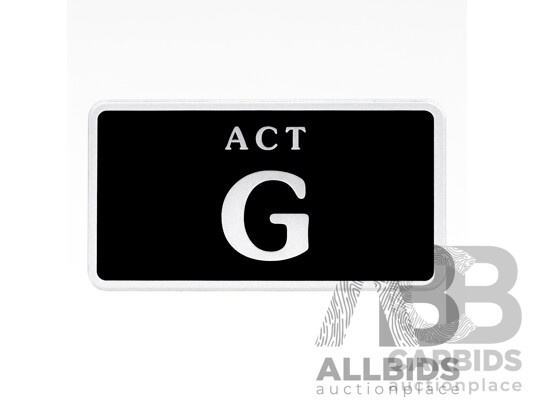 ACT Single Letter MOTORBIKE NUMBER PLATE - G