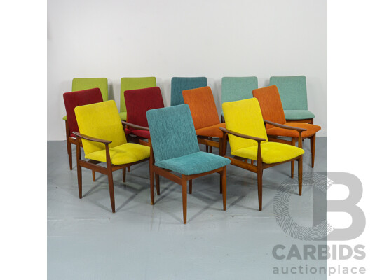 Parker Furniture Model 118 Slab Back Dining Chairs & Model 119 Carvers, Set of 12, Mid-Century Australian