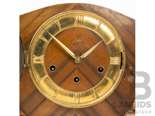 Walnut Art Deco Juba Mantle Clock