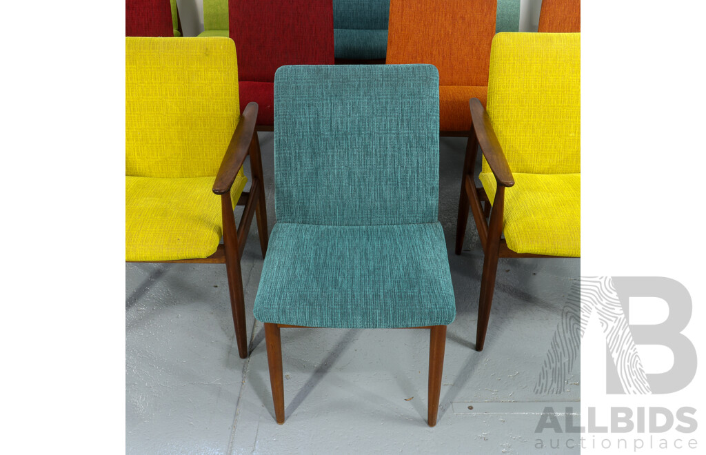 Parker Furniture Model 118 Slab Back Dining Chairs & Model 119 Carvers, Set of 12, Mid-Century Australian