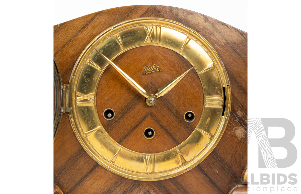 Walnut Art Deco Juba Mantle Clock