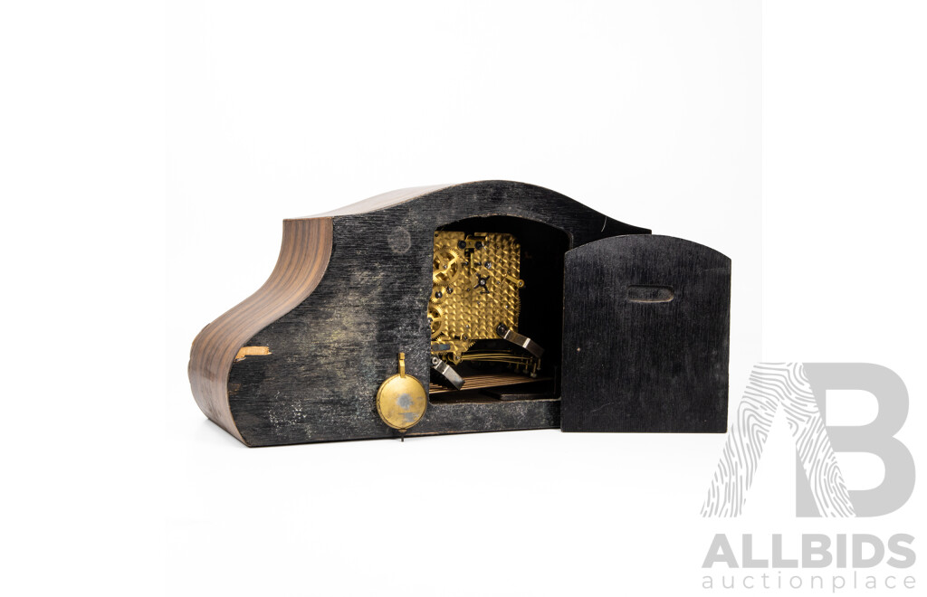 Walnut Art Deco Juba Mantle Clock