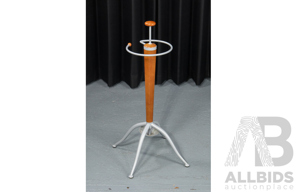Modernist Italian Timber and Metal Umbrella Stand