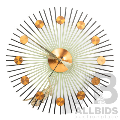 Vintage German Kubler Starburst Wall Clock