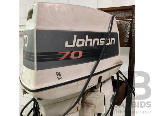 Johnson 70 Outboard Motor with Wheeled Stand