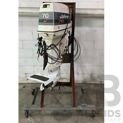 Johnson 70 Outboard Motor with Wheeled Stand