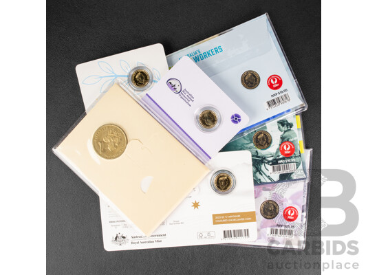 Collection of Australian Commemorative Coins and PNCs Including Two Dollars 2022 Frontline Workers, 2021 Ambulance Services, Two 2024 Animals in War, 2023 Fiftieth Anniversary Vietnam War