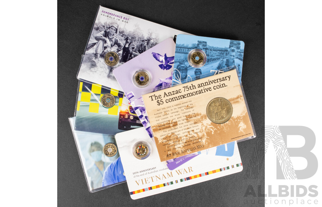 Collection of Australian Commemorative Coins and PNCs Including Two Dollars 2022 Frontline Workers, 2021 Ambulance Services, Two 2024 Animals in War, 2023 Fiftieth Anniversary Vietnam War..............