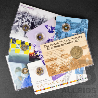 Collection of Australian Commemorative Coins and PNCs Including Two Dollars 2022 Frontline Workers, 2021 Ambulance Services, Two 2024 Animals in War, 2023 Fiftieth Anniversary Vietnam War..............