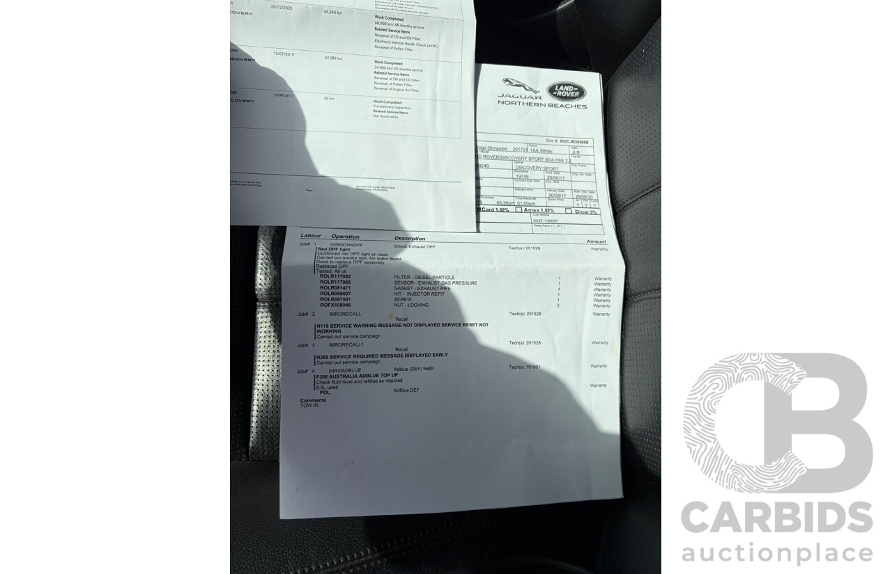 08/2017 Land Rover Discovery Sport TD4 180 HSE 7 SEAT AWD LC MY17 4D Wagon White Turbo Diesel 2.0L
