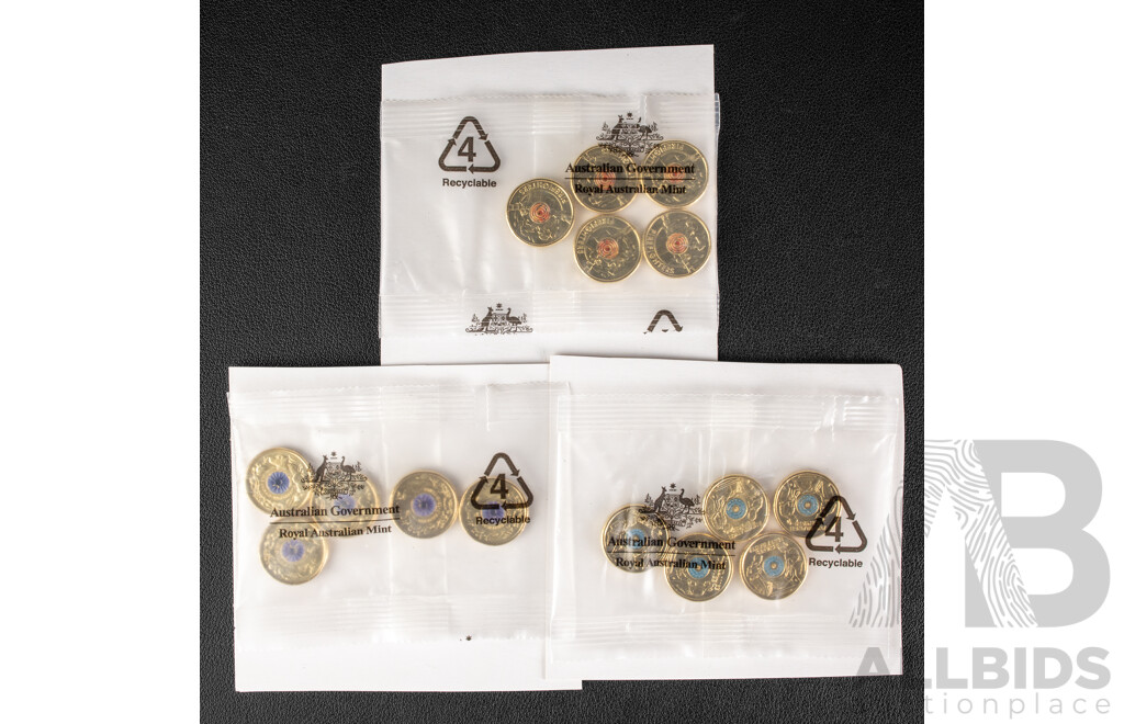 Fifteen Australian RAM UNC Two Dollar Coins Including 2020 Firefighters, 2021 Ambulance Service, 2024 War Animal Remembrance