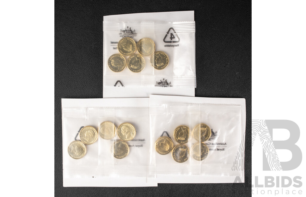 Fifteen Australian RAM UNC Two Dollar Coins Including 2020 Firefighters, 2021 Ambulance Service, 2024 War Animal Remembrance
