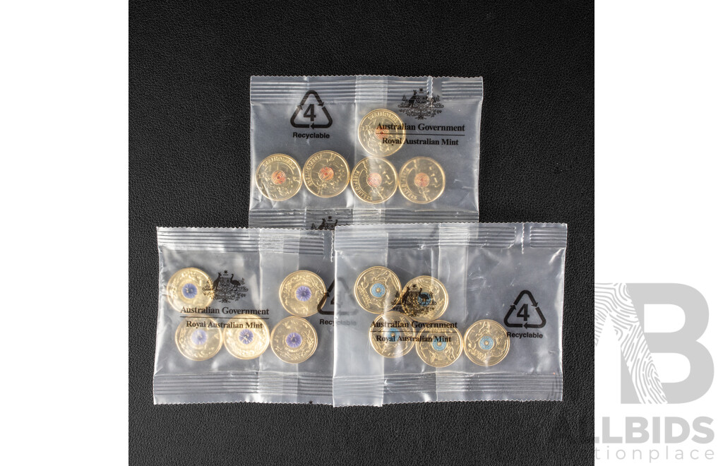 Fifteen Australian RAM UNC Two Dollar Coins Including 2020 Firefighters, 2021 Ambulance Service, 2024 War Animal Remembrance
