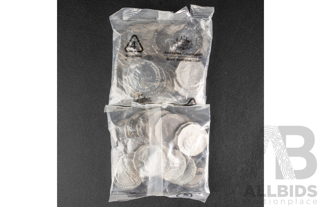 Forty Australian UNC 2026 Fifty Cent Coins, Gurindji Wave Hill Walk Off 1966, Birthplace of Aboriginal Land Rights ACT 1976